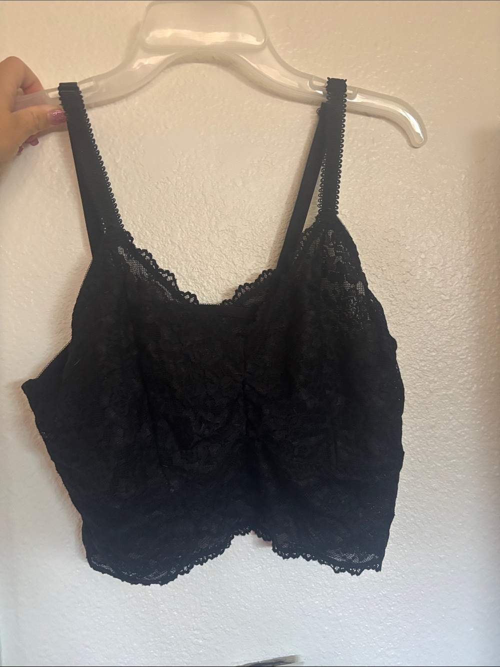 Black Lace Bralette Crop Top - Women Intimates